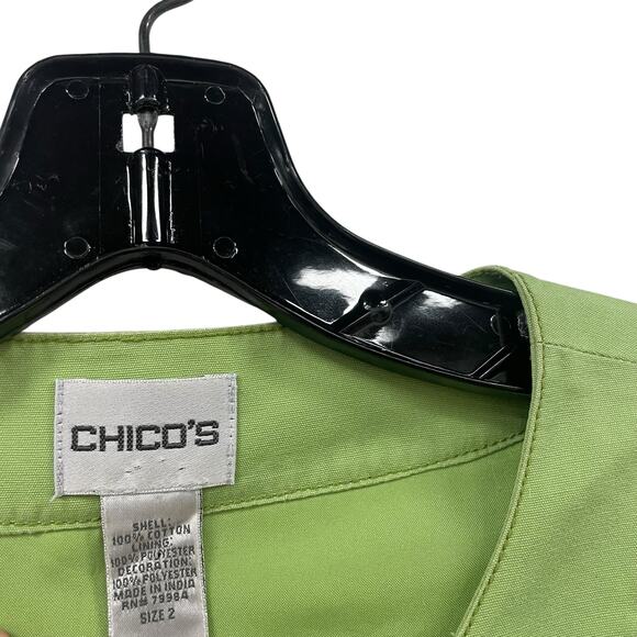 Y2K Chico's Embellished Embroidered Light Green Jacket Womens 12 - Picture 4 of 6